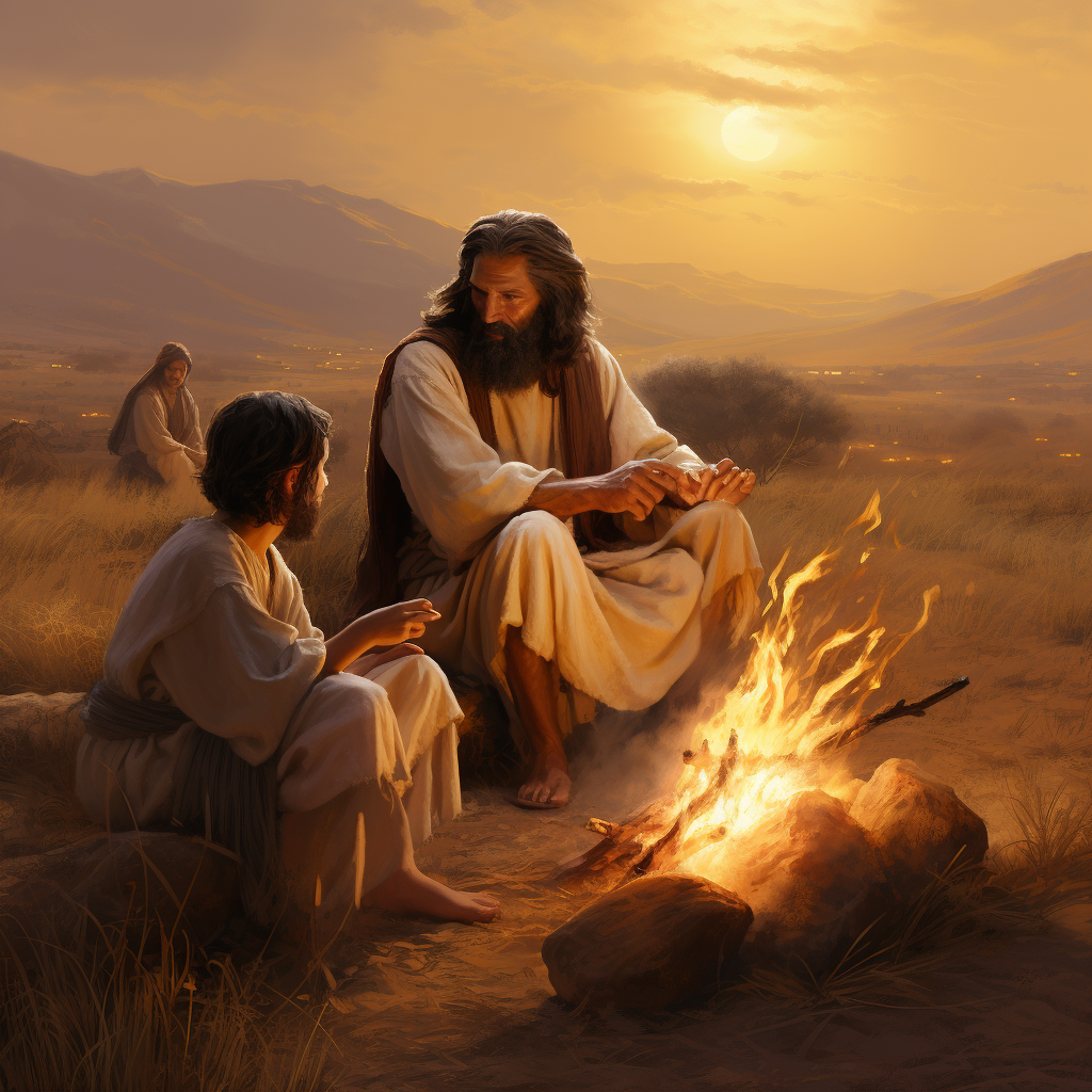 abraham sitting with his sons