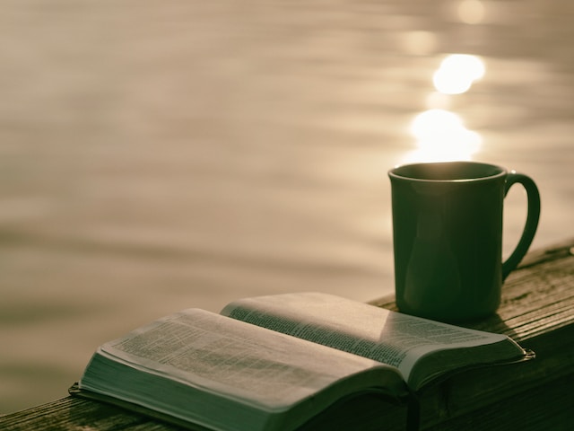 bible and coffee in prayer spot