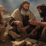 abraham with his two sons, jacob and esau